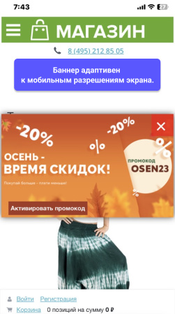 wbs24: всплывающий рекламный баннер и автоматическое применение промокода в bitrix.g-i-t.ru