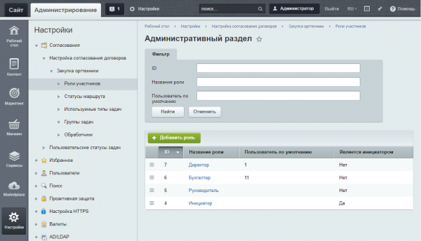 документооборот. интерволга мини-сэд. согласование договоров в bitrix.g-i-t.ru